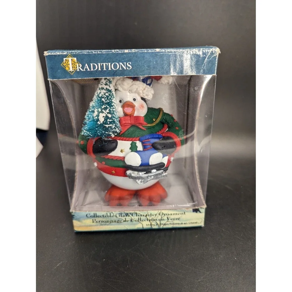 Christmas‎ Traditions Collectible Holiday Ornaments Round Penguin In Box
